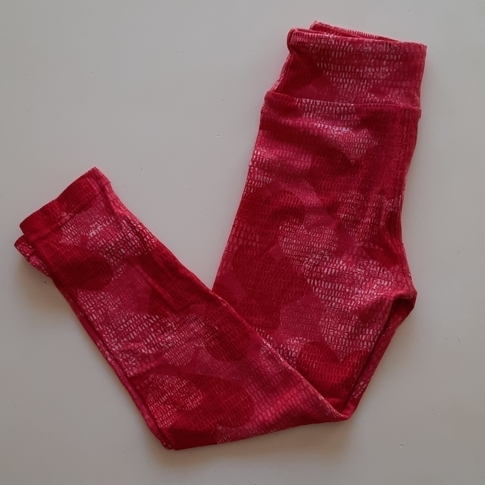 LuLaRoe Pink Textured Heart Print High Waisted Leggings
